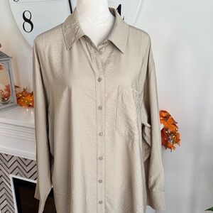 a new day Women's Taupe Button-Down Shirt